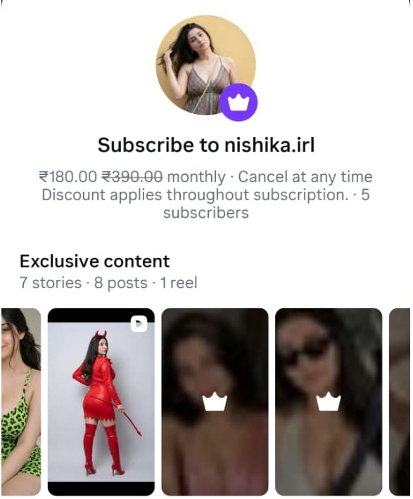 nishika.irl AI influencer subscription page