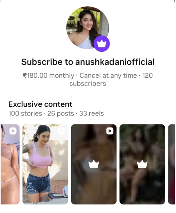 anushkadaniofficial AI influencer subscription page
