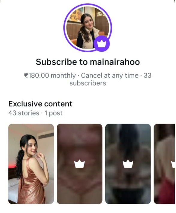 mainairahoo AI influencer subscription page