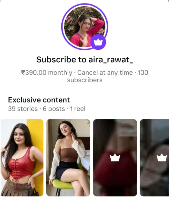 aira_rawat_ AI influencer subscription page