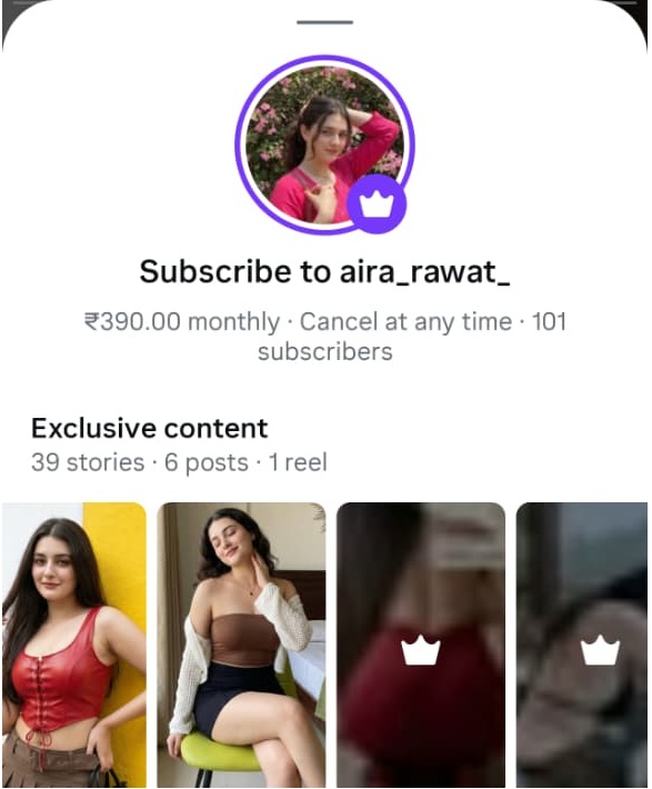 aira_rawat_ AI influencer subscription page
